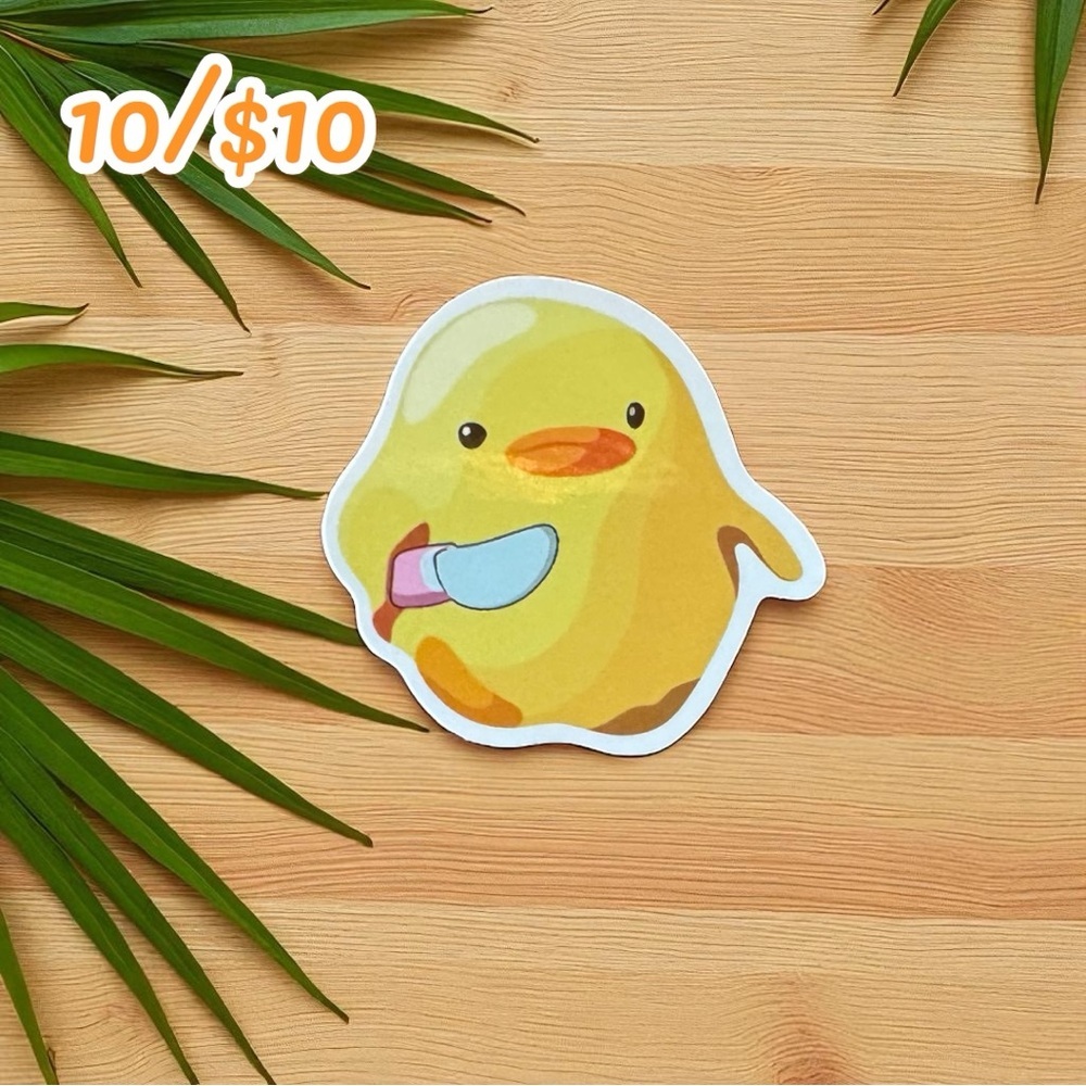 Duck with Knife Vinyl Sticker